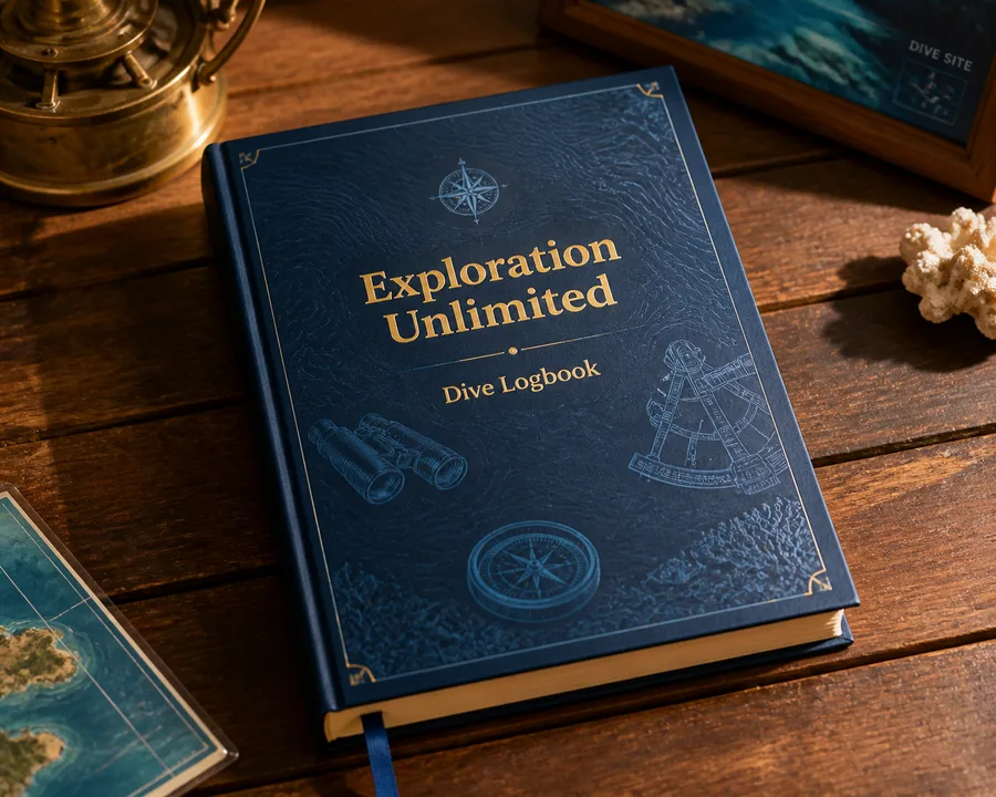 Exploration Unlimited premium dive logbook cover